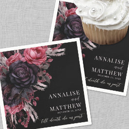 Till Död do oss Part Gothic Black Blommigt Bröllop Pappersservett