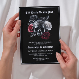 Till Död do oss Part Gothic Black Bröllop Inbjudningar
