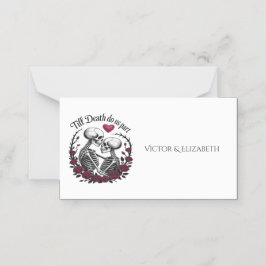 Till Död do oss Part Gothic Skeleton Röd ros Placeringskort