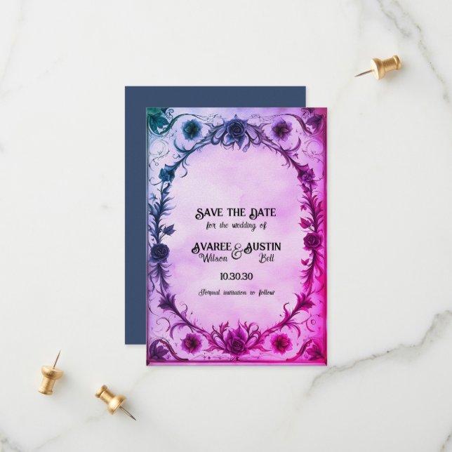 Till Död do oss Part Gothic Stil Bröllop Spara Datumet (Fram/Back In Situ)