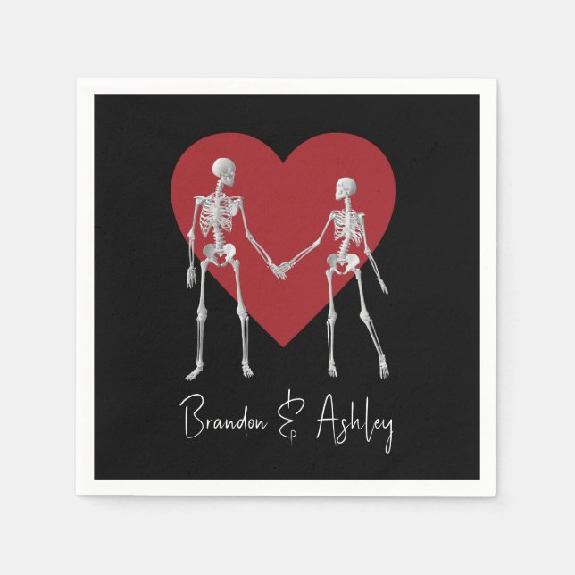 Till Död do oss Part Skeleton Black Pappersservett (Framsidan)