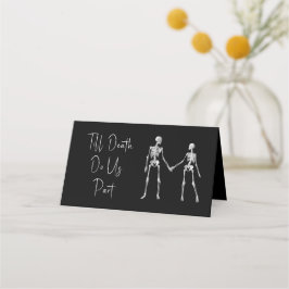 Till Död do oss Part Skeleton Bröllop Black Placeringskort
