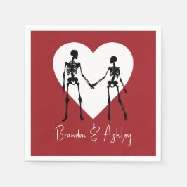 Till Död do oss Part Skeleton Red Napkins Pappersservett