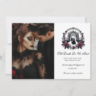 Till Död Do US Part Elegant Goth Photo Spara the Inbjudningar