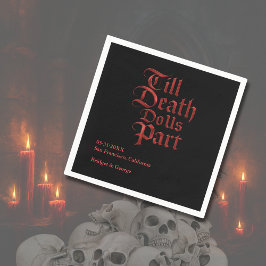 Till Död Do US Part - Gothic Red Metallic script Pappersservett