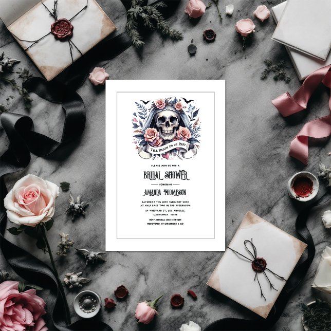 "Till Död Do US Part" gotisk Möhippa Inbjudningar ("Till Death Do Us Part" Gothic Bridal Shower Invitation)