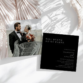 Till Död do Us Party Black Elopement Bröllop Inbjudningar
