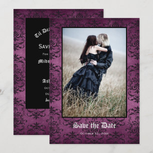 Till Död gör oss del Gothic Lila Damask Photo Spara Datumet