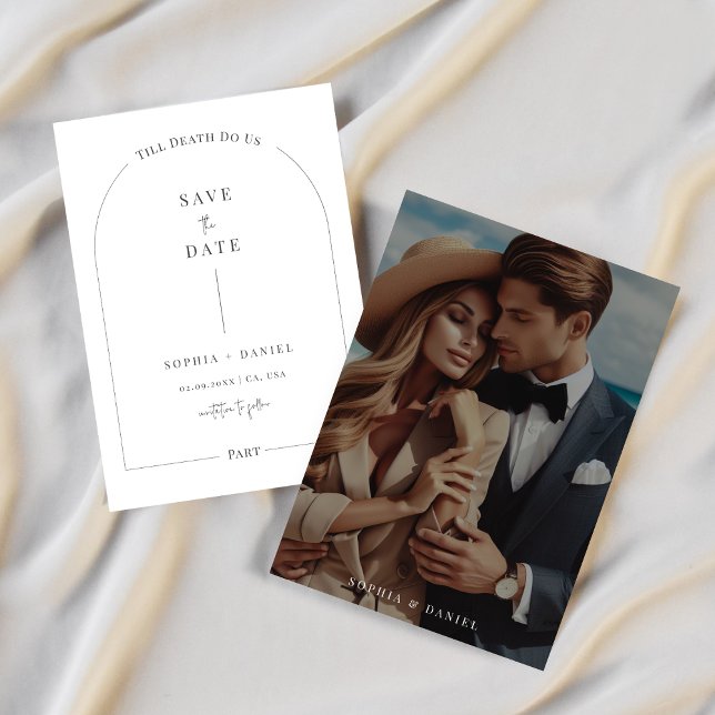 Till Död gör oss del inline Gothic Bröllop Photo Spara Datumet (Skapare uppladdad)