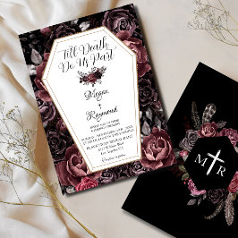 Till Död gör vi del | Black Mörk Goth Bröllop Inbjudningar