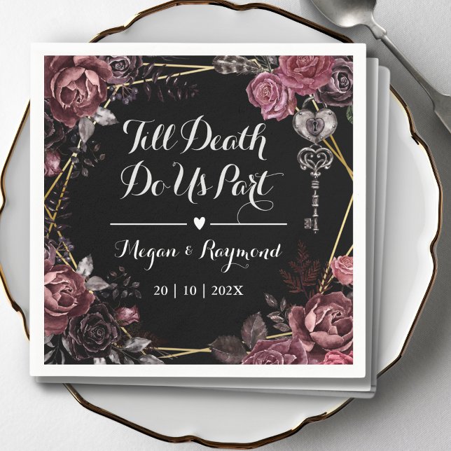 Till Död gör vi del | Gothic Black Mörk Bröllop Pappersservett (Skapare uppladdad)