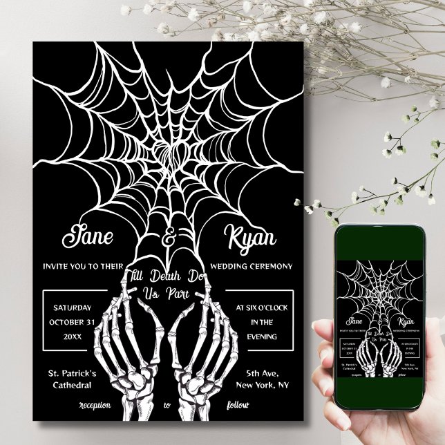 Till Död gör vi del | Gothic Heart & Skeletons Inbjudningar (Skapare uppladdad)