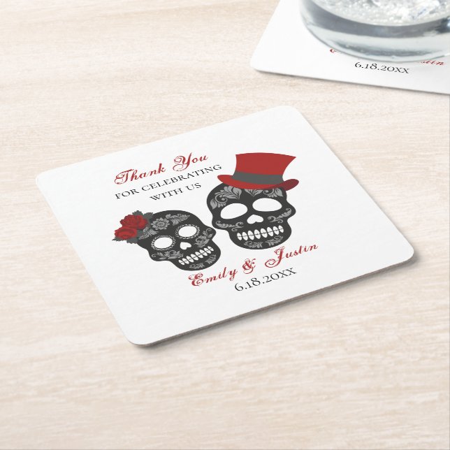 Till Död gör vi del | Papper skräppost för bröllop Underlägg Papper Kvadrat (Vinklad)