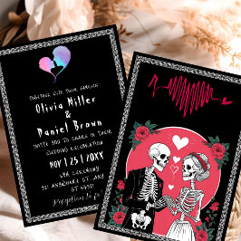 Till Död gör vi del | Skeleton halloween Bröllop Inbjudningar