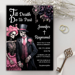 Till Död gör vi del | Skeletons Gothic Bröllop Inbjudningar