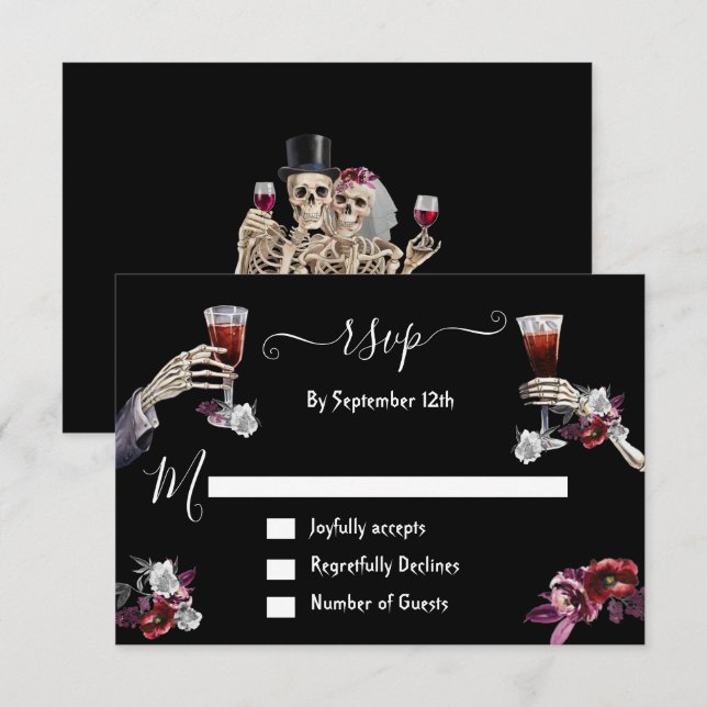 Till Död Goth Skeleton-svarskort OSA Inbjudningar (Fram/baksida)