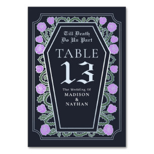 Till Död Lilac Ro Blue Gothic Bröllop Bordsnummer