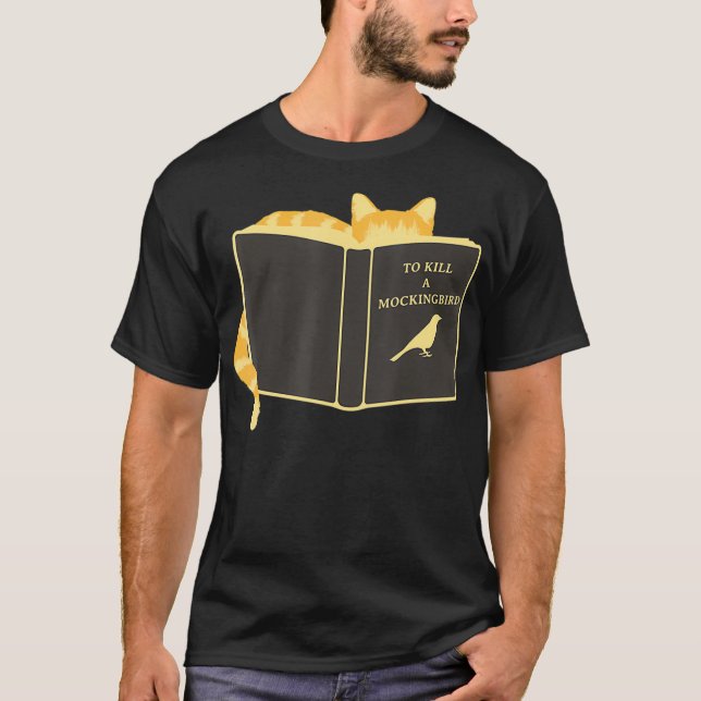 Till Döda en Mockingbird Funny Cat Eat Bird T Shirt (Framsida)