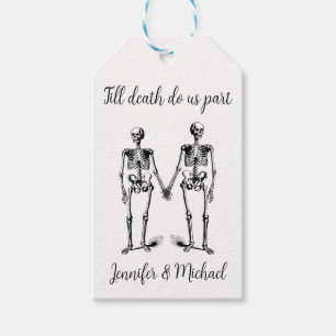 Till döden, delar vi Skeleton Couple Namn Black Presentetikett