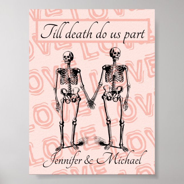 Till döden, delar vi Skeleton Couple Namn Kärlek Poster (Framsidan)