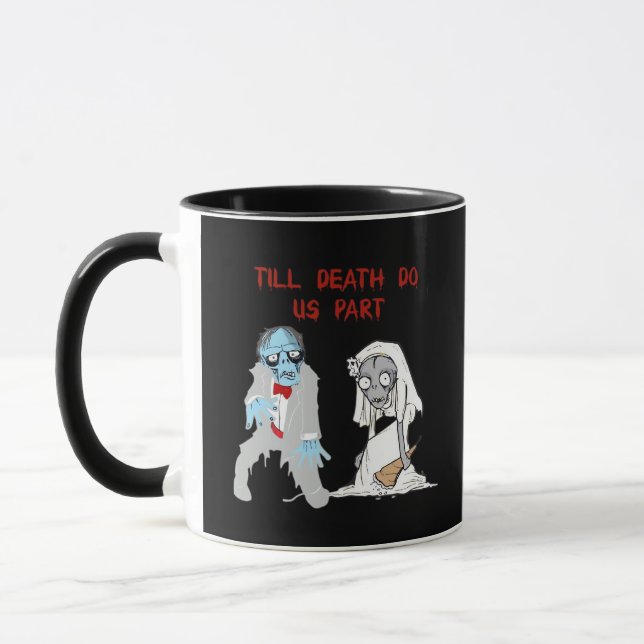 Till Döden do oss Part Zombie Bröllop Halloween Co Mugg (Vänster)