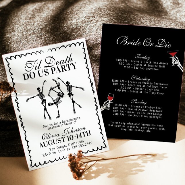 Till Döden Do US Party Bachelorette Helg Inbjudningar (Skapare uppladdad)