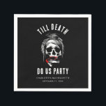 Till Döden Do US Party Bachelorette Party Papper Pappersservett<br><div class="desc">Oavsett om du kärlek läskande skelett, eller något mellan, är skallen med röd läppstift redo att öka stil volym. Lägg föreställningen i den här läppstilstilen, så att du får en rolig accent på din bachelorette-fest med dina besties hela helg. Lägg till namn i framtida brid, datum och tillfälle genom att...</div>
