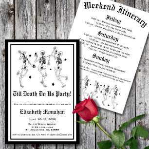 Till Döden Do US Party Skeleton Bachelorette Inbjudningar