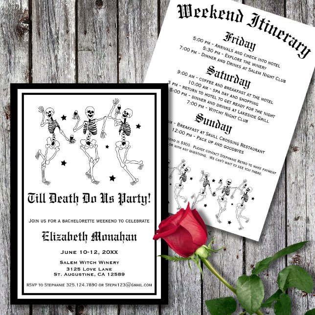 Till Döden Do US Party Skeleton Bachelorette Inbjudningar (Skapare uppladdad)