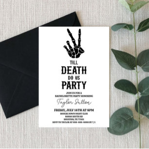 Till Döden Do US Party Skeleton Bachelorette Party Inbjudningar