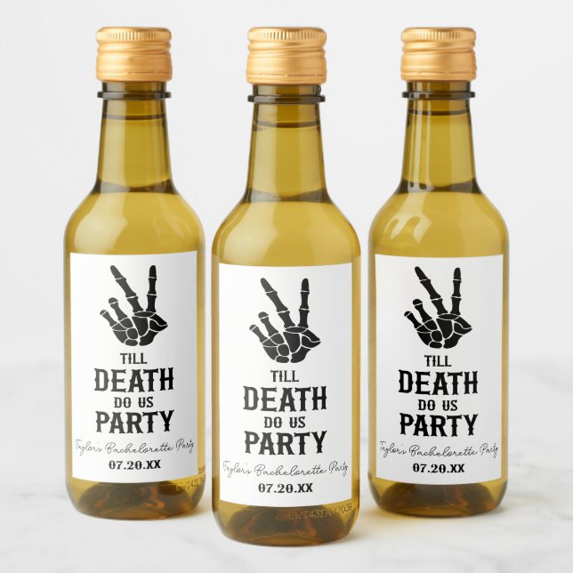 Till Döden Do US Party Skeleton Bachelorette Party Vinetikett (Flaskor)