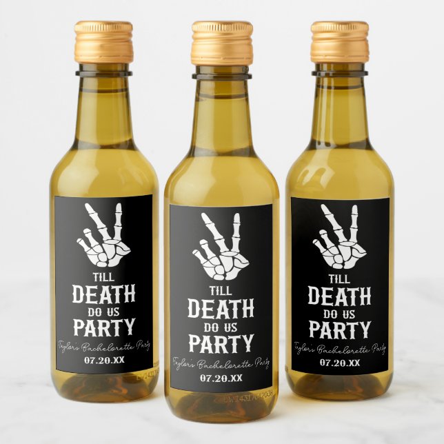 Till Döden Do US Party Skeleton Bachelorette Party Vinetikett (Flaskor)