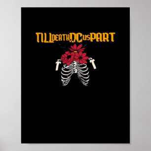 Till döden får vi del Skeleton med röda blommor Cl Poster
