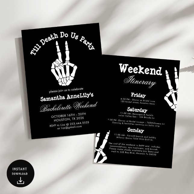 Till döden för oss Party Bachelorette Party Inbjudningar (Skapare uppladdad)