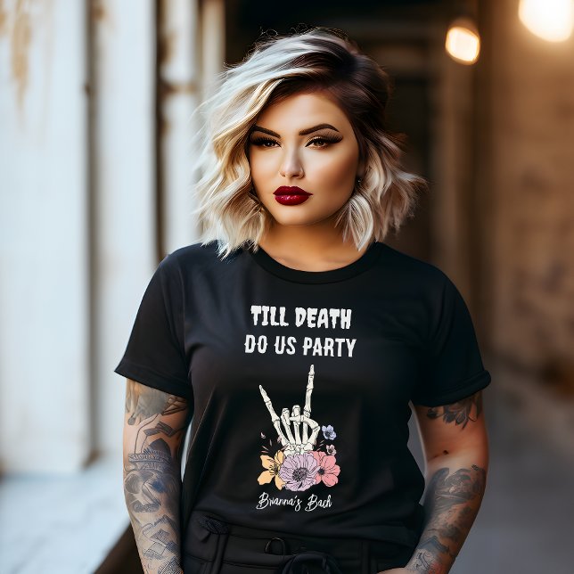 Till döden för oss, party bachelorette Party T Shirt (Till death do us party gothic grunge moody bachelorette party personalized T-Shirt bridesmaids gifts)