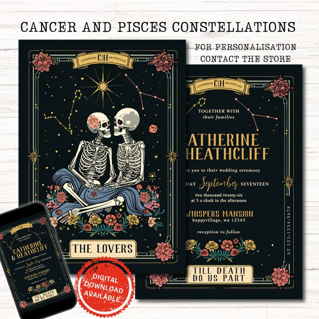 Till Döden gör oss del Cancer och Pisces Tarot Inbjudningar (Skapare uppladdad)