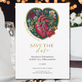 Till Döden gör oss del Goth Heart Guld Halloween Spara Datumet