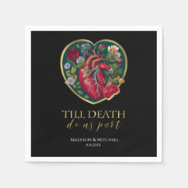 Till Döden gör oss del Goth Heart Halloween Guld Pappersservett