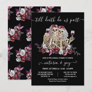 Till döden gör oss del Goth Skeleton Brides bröllo Inbjudningar