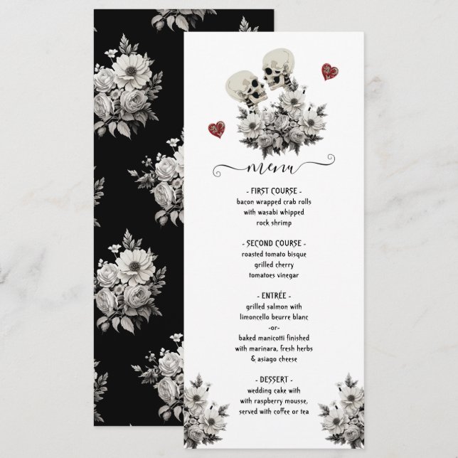 Till döden gör oss del, Skeleton Bride Groom Menu Meny (Fram/baksida)