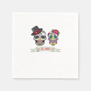 Till döden gör oss Skull Bröllop Bride och Groom P Pappersservett