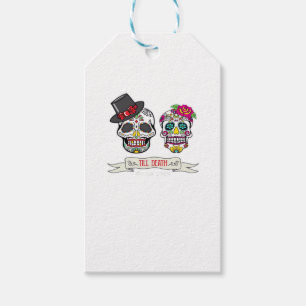 Till döden gör oss Skull Bröllop Bride och Groom P Presentetikett