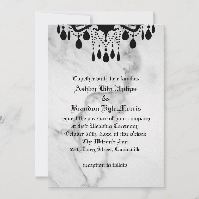 Till Döden gör oss till del Marble Wedding bjudand Inbjudningar (Framsida)