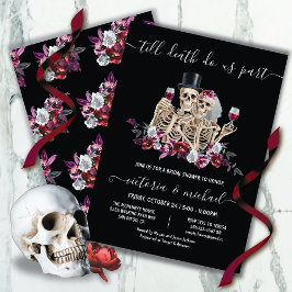 Till döden gör vi del Goth Skeleton Bride & Groom Inbjudningar