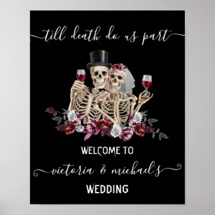 Till döden gör vi del Goth Skeleton Bride & Groom Poster