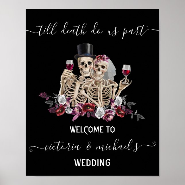 Till döden gör vi del Goth Skeleton Bride & Groom Poster (Framsidan)