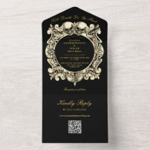 Till Döden Goth Black And Gold QR-kod Bröllop