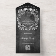 Till Döden Goth Black Wood QR-kod Bröllop