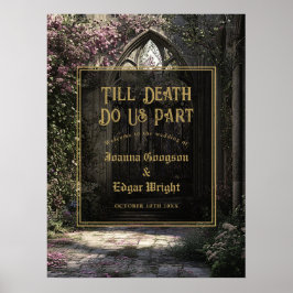 Till Döden Gothisk Blommig Trädgård Bröllop Välkom Poster