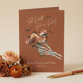 Till Döden Gotisk Blommig Skelett Hand Valentine Helgkort